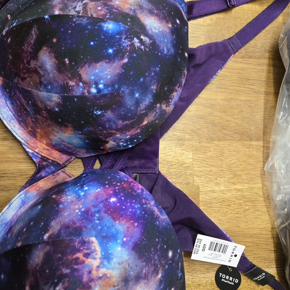 Torrid Cosmic Print Bra with Purple Accents
